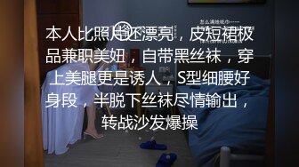 本人比照片还漂亮，皮短裙极品兼职美妞，自带黑丝袜，穿上美腿更是诱人，S型细腰好身段，半脱下丝袜尽情输出，转战沙发爆操